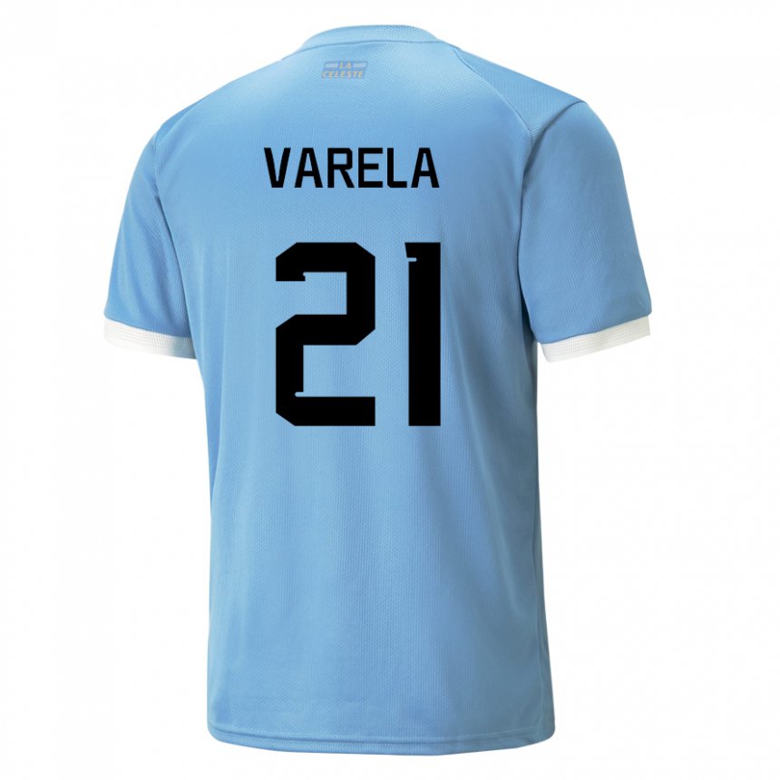 Dzieci Urugwaju Gullermo Varela #21 Niebieski Domowa Koszulka 22-24 Koszulki Klubowe