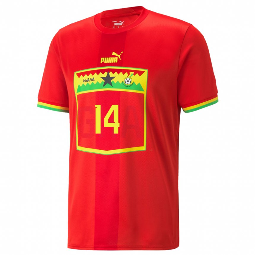 Dzieci Ghany Gideon Mensah #14 Czerwony Wyjazdowa Koszulka 22-24 Koszulki Klubowe