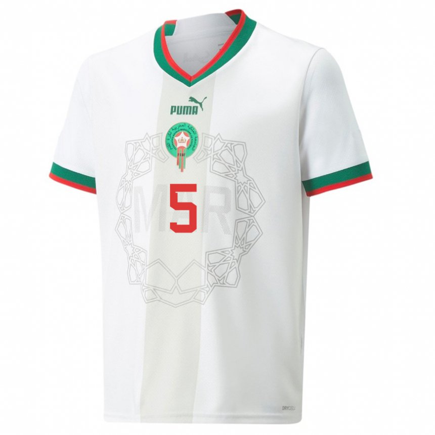Dzieci Maroka Jawad Iamiq #5 Biały Wyjazdowa Koszulka 22-24 Koszulki Klubowe