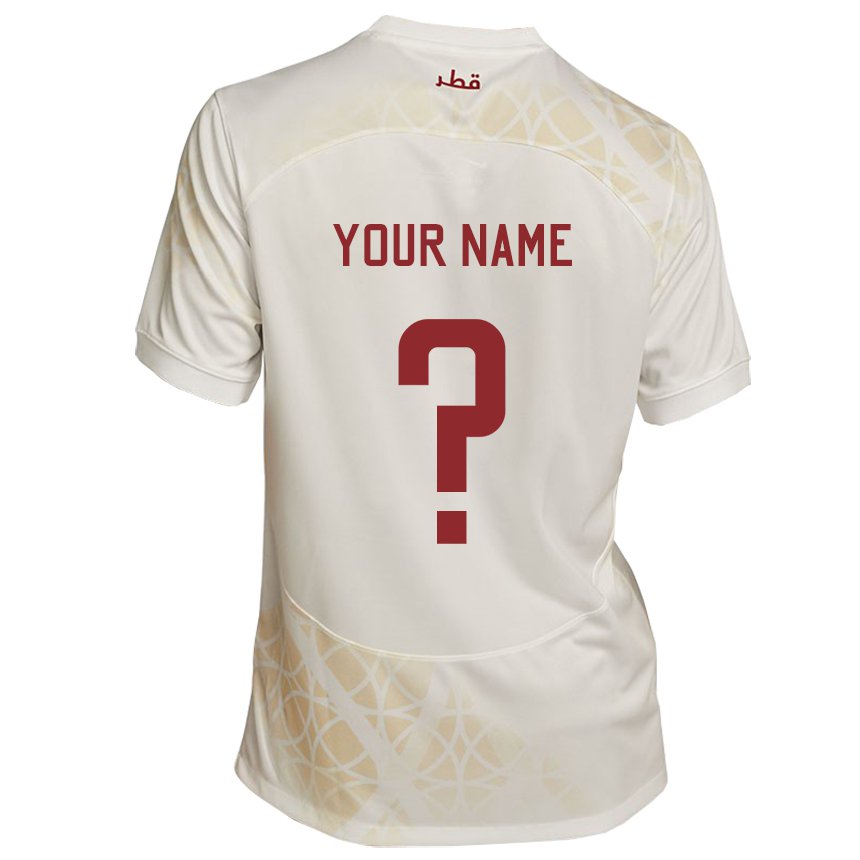 Dzieci Kataru Twoje Imię #0 Złoty Beżowy Wyjazdowa Koszulka 22-24 Koszulki Klubowe