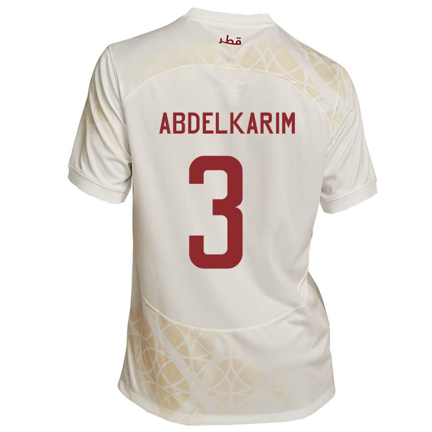 Dzieci Kataru Abdelkarim Hassan #3 Złoty Beżowy Wyjazdowa Koszulka 22-24 Koszulki Klubowe