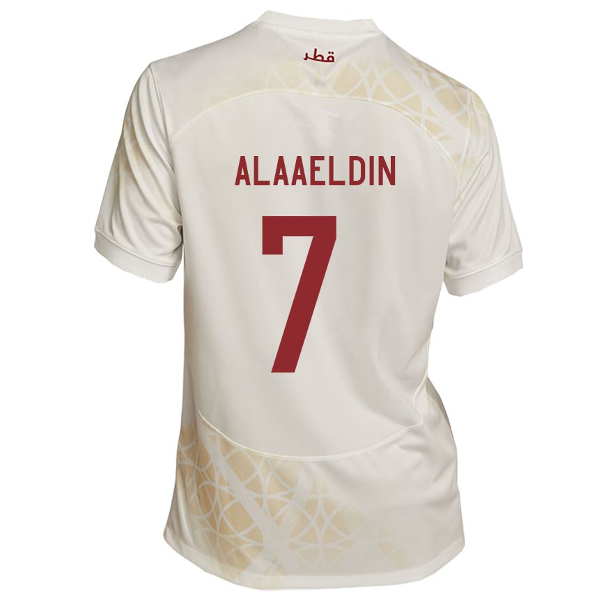 Dzieci Kataru Ahmed Alaaeldin #7 Złoty Beżowy Wyjazdowa Koszulka 22-24 Koszulki Klubowe