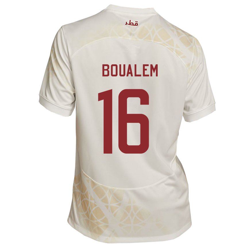 Dzieci Kataru Boualem Khoukhi #16 Złoty Beżowy Wyjazdowa Koszulka 22-24 Koszulki Klubowe