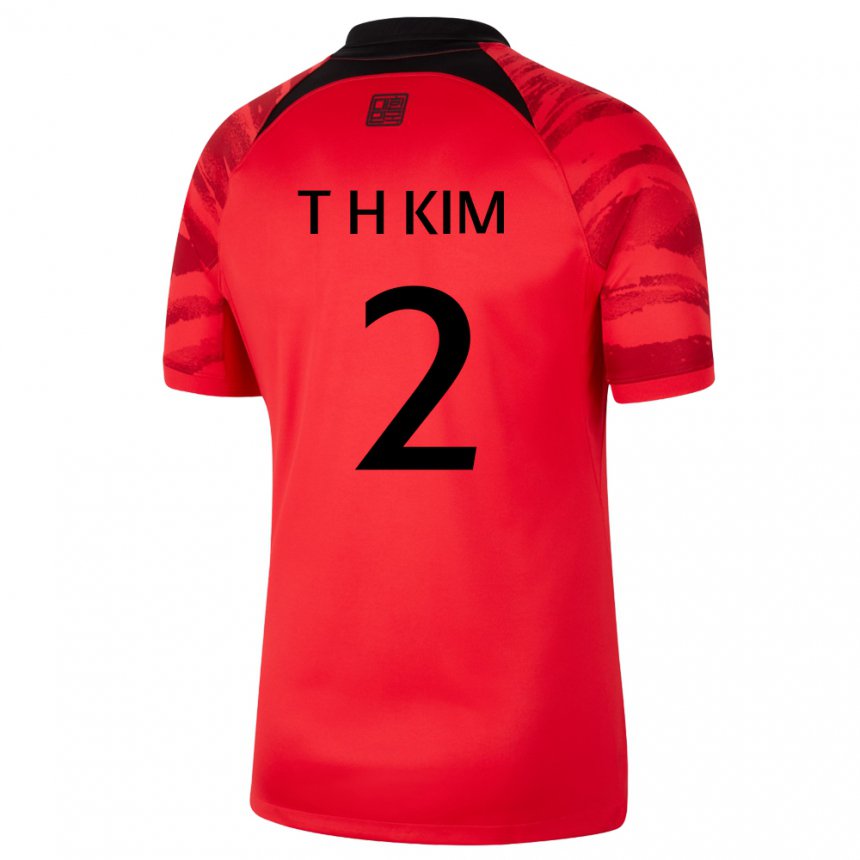 Męski Korei Południowej Tae-hwan Kim #2 Czerwony Czarny Domowa Koszulka 22-24 Koszulki Klubowe