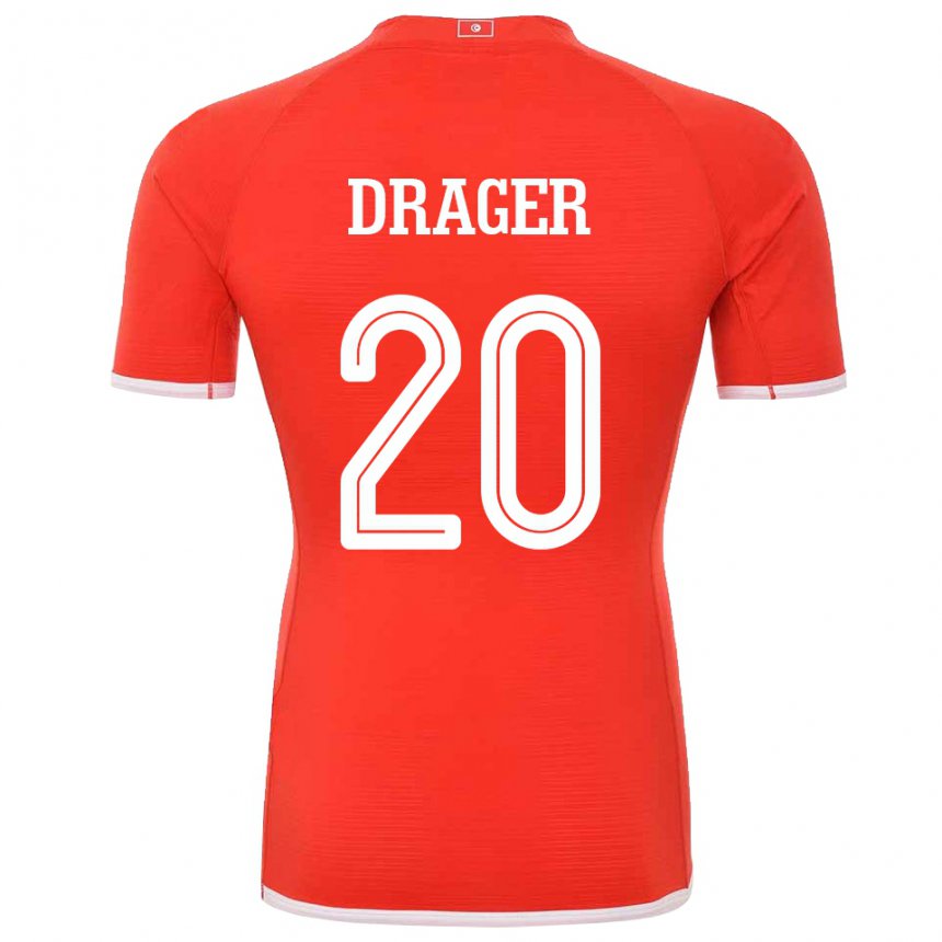 Męski Tunezji Mohamed Drager #20 Czerwony Domowa Koszulka 22-24 Koszulki Klubowe