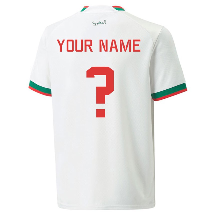 Męski Maroka Twoje Imię #0 Biały Wyjazdowa Koszulka 22-24 Koszulki Klubowe