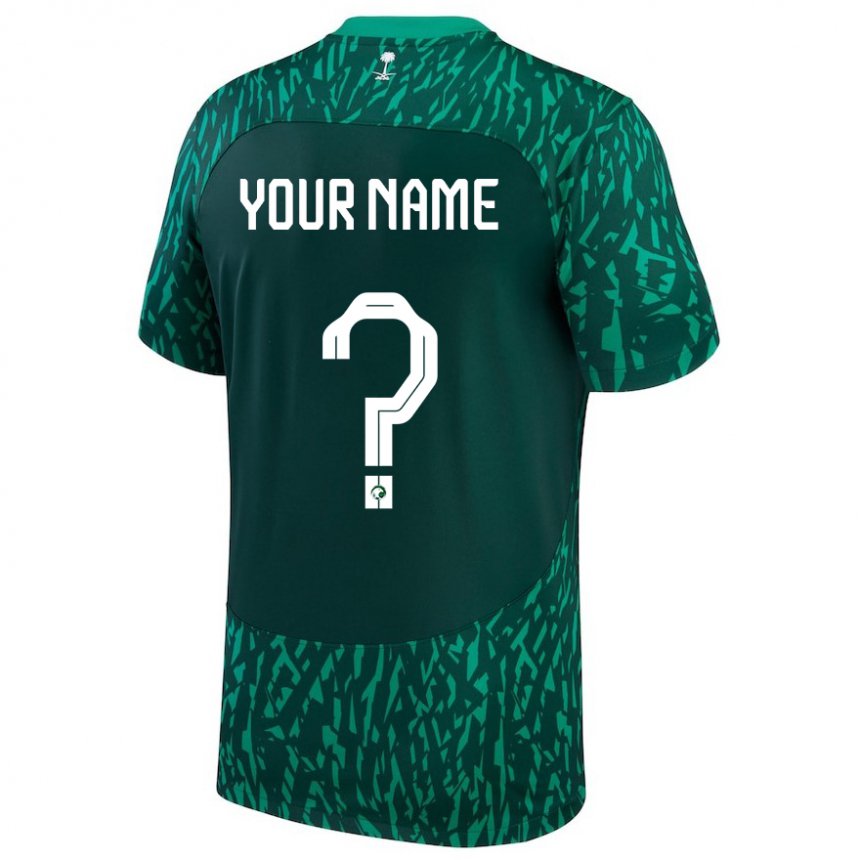 Męski Arabii Saudyjskiej Twoje Imię #0 Ciemnozielony Wyjazdowa Koszulka 22-24 Koszulki Klubowe