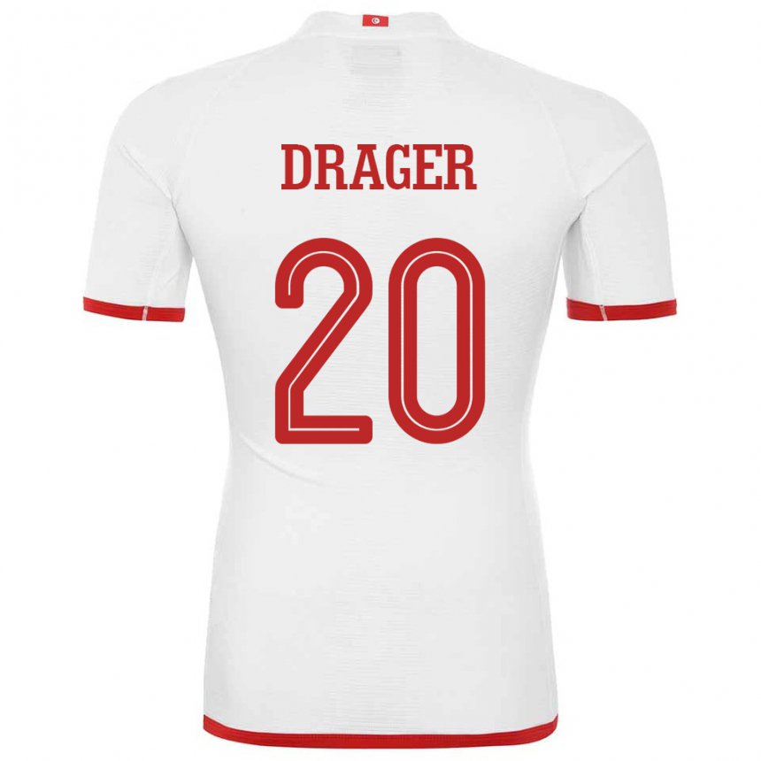 Męski Tunezji Mohamed Drager #20 Biały Wyjazdowa Koszulka 22-24 Koszulki Klubowe