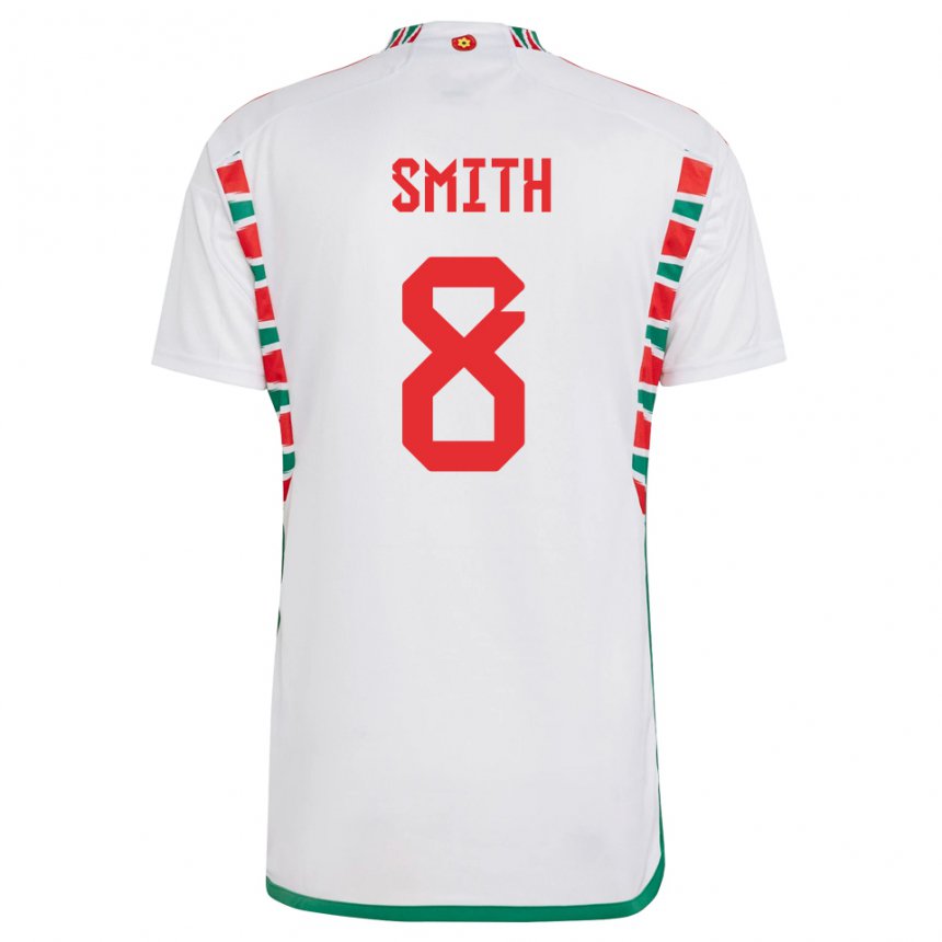 Męski Walii Matt Smith #8 Biały Wyjazdowa Koszulka 22-24 Koszulki Klubowe