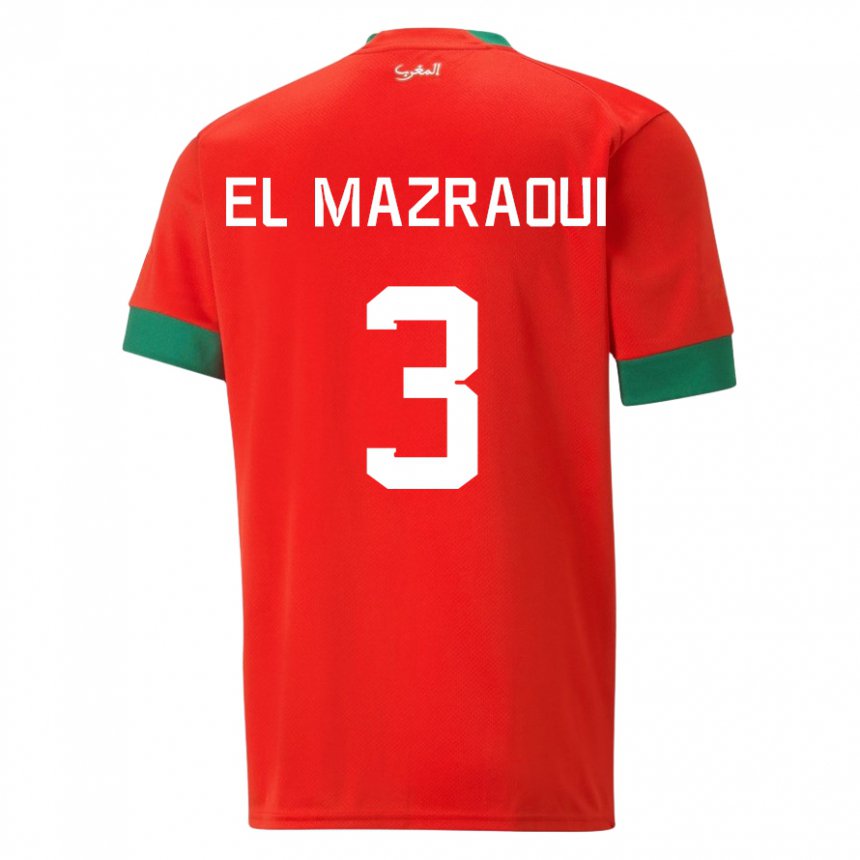 Kobiety Maroka Noussair El Mazraoui #3 Czerwony Domowa Koszulka 22-24 Koszulki Klubowe