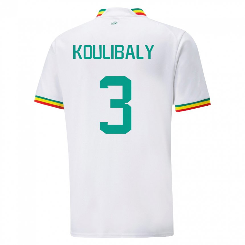 Kobiety Senegalu Kalidou Koulibaly #3 Biały Domowa Koszulka 22-24 Koszulki Klubowe