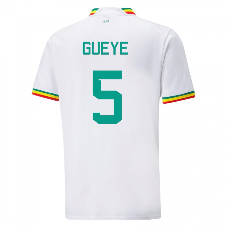 Kobiety Senegalu Idrissa Gueye #5 Biały Domowa Koszulka 22-24 Koszulki Klubowe