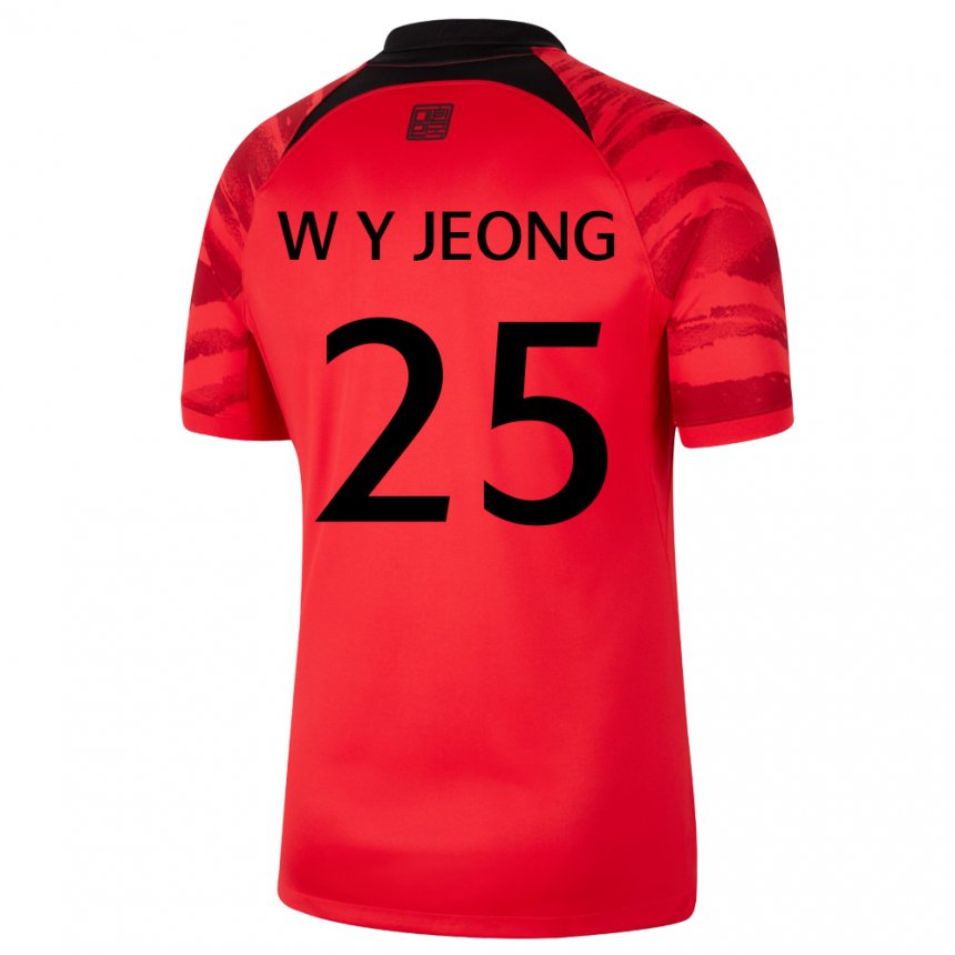Kobiety Korei Południowej Woo-yeong Jeong #25 Czerwony Czarny Domowa Koszulka 22-24 Koszulki Klubowe