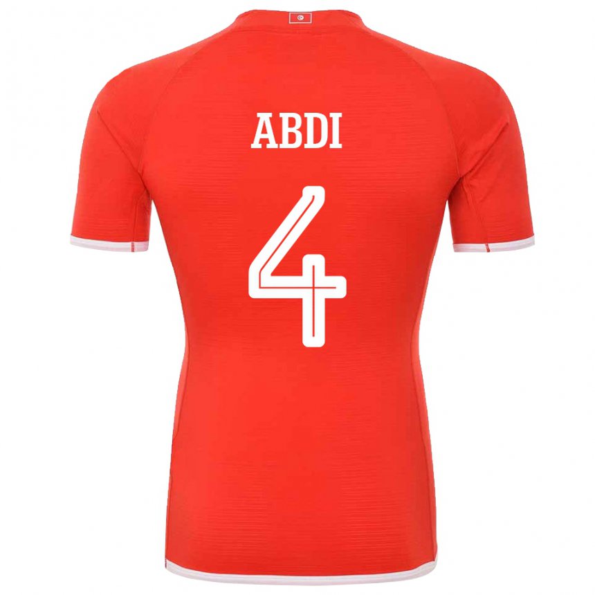 Kobiety Tunezji Ali Abdi #4 Czerwony Domowa Koszulka 22-24 Koszulki Klubowe