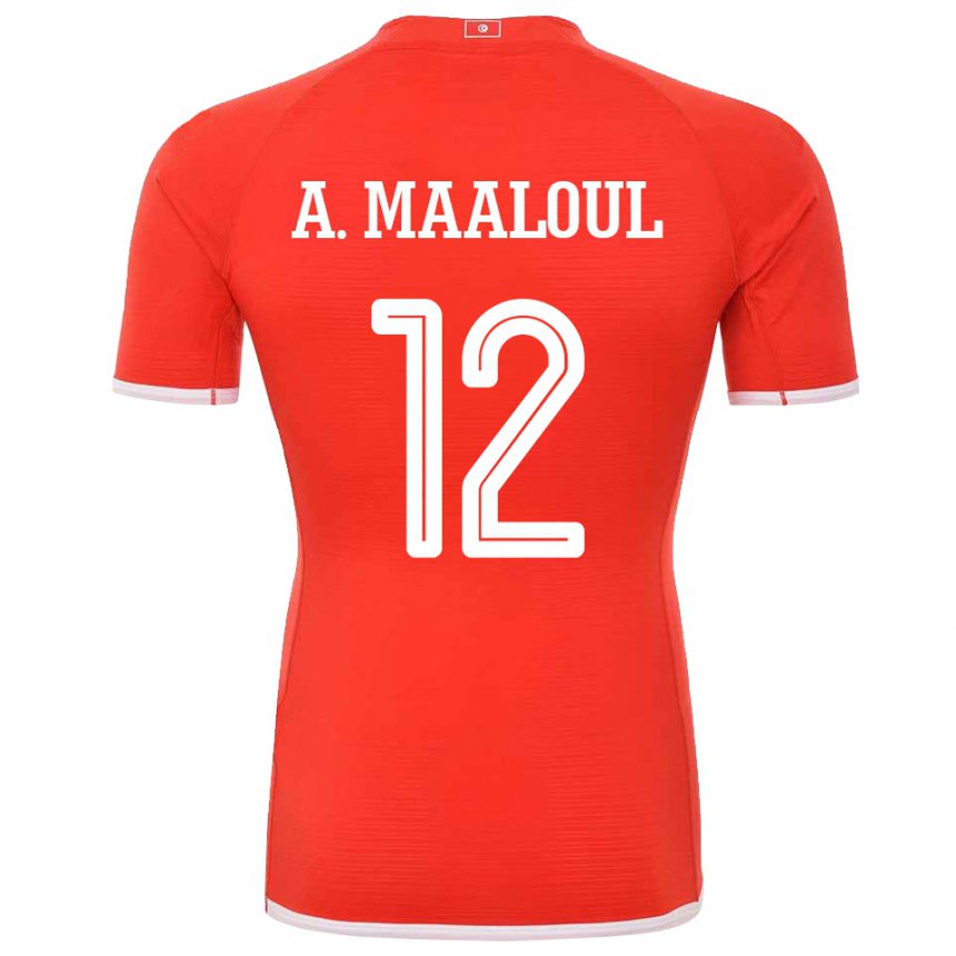Kobiety Tunezji Ali Maaloul #12 Czerwony Domowa Koszulka 22-24 Koszulki Klubowe