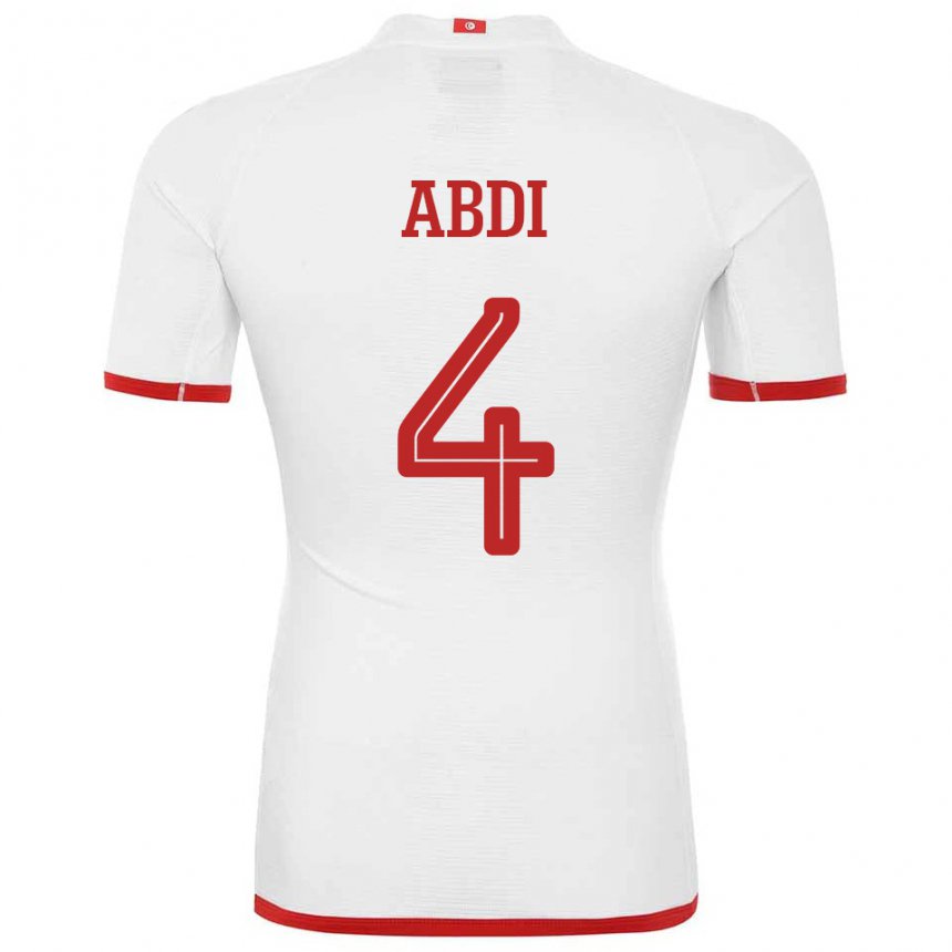 Kobiety Tunezji Ali Abdi #4 Biały Wyjazdowa Koszulka 22-24 Koszulki Klubowe
