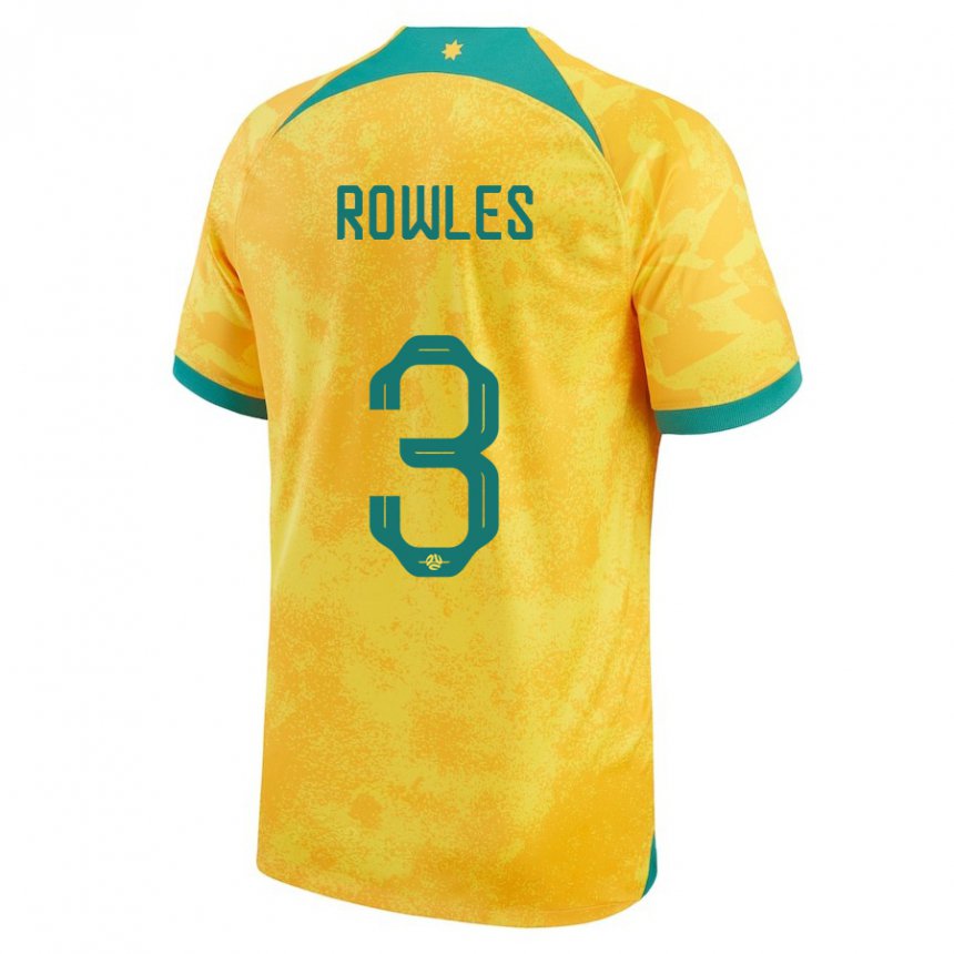 Dzieci Australii Kye Rowles #3 Złoty Domowa Koszulka 22-24 Koszulki Klubowe