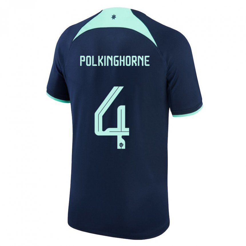 Dzieci Australii Clare Polkinghorne #4 Ciemny Niebieski Wyjazdowa Koszulka 22-24 Koszulki Klubowe