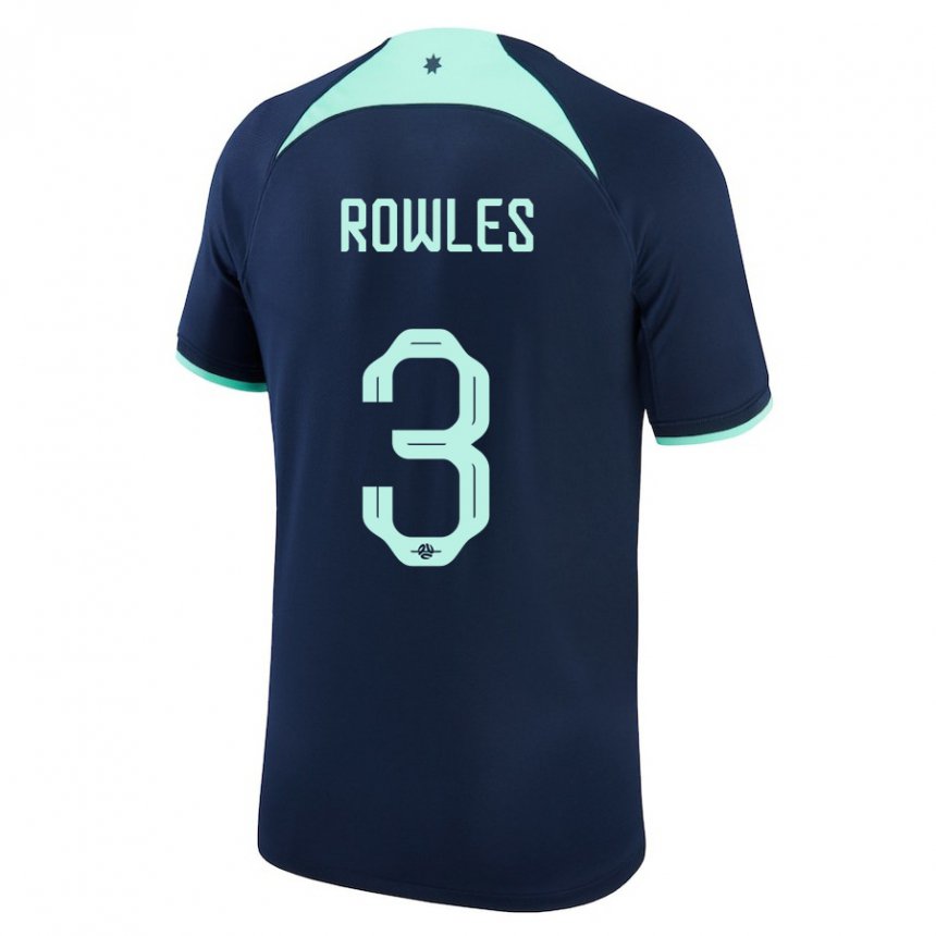 Dzieci Australii Kye Rowles #3 Ciemny Niebieski Wyjazdowa Koszulka 22-24 Koszulki Klubowe