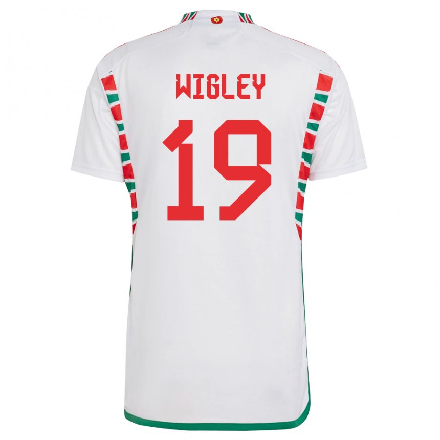 Dzieci Walii Morgan Wigley #19 Biały Wyjazdowa Koszulka 22-24 Koszulki Klubowe