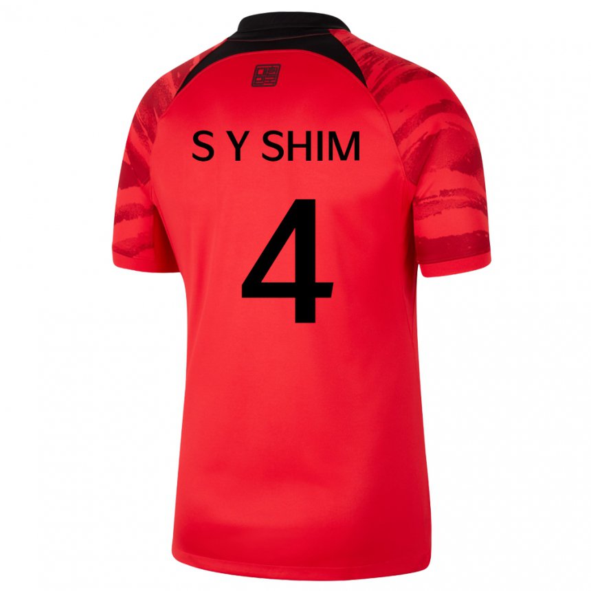 Męski Korei Południowej Shim Seo Yeon #4 Czerwony Czarny Domowa Koszulka 22-24 Koszulki Klubowe