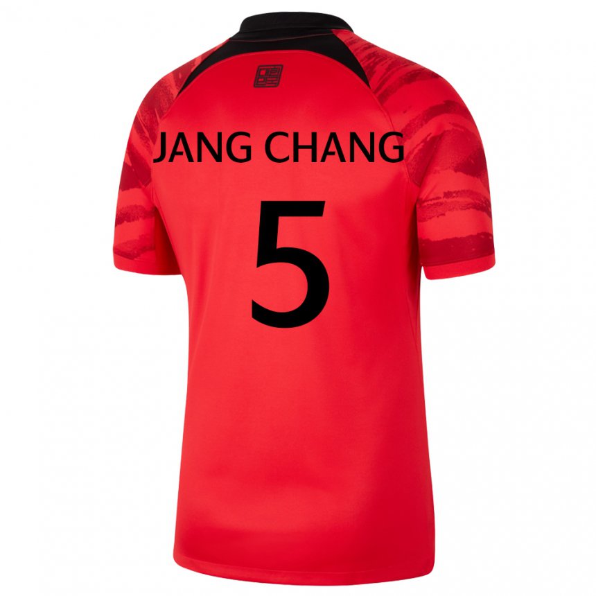 Męski Korei Południowej Jang Chang #5 Czerwony Czarny Domowa Koszulka 22-24 Koszulki Klubowe