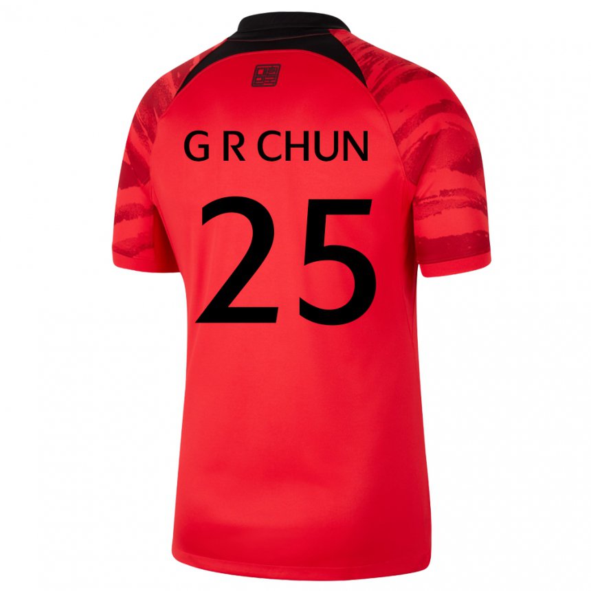 Męski Korei Południowej Chun Ga Ram #25 Czerwony Czarny Domowa Koszulka 22-24 Koszulki Klubowe