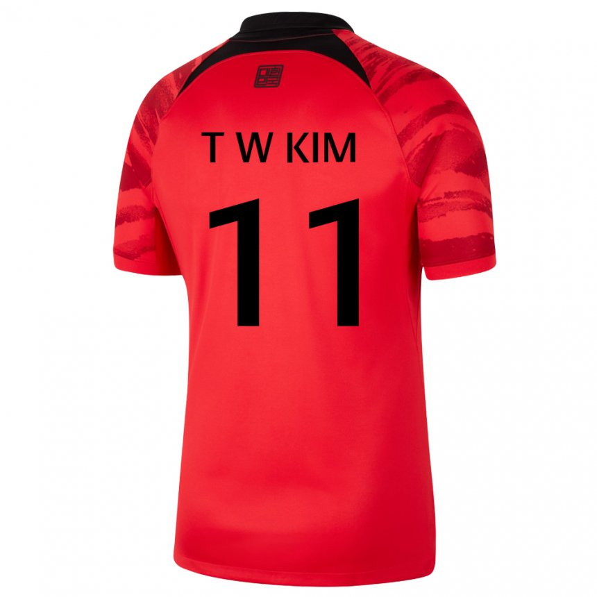 Męski Korei Południowej Kim Tae Wook #11 Czerwony Czarny Domowa Koszulka 22-24 Koszulki Klubowe
