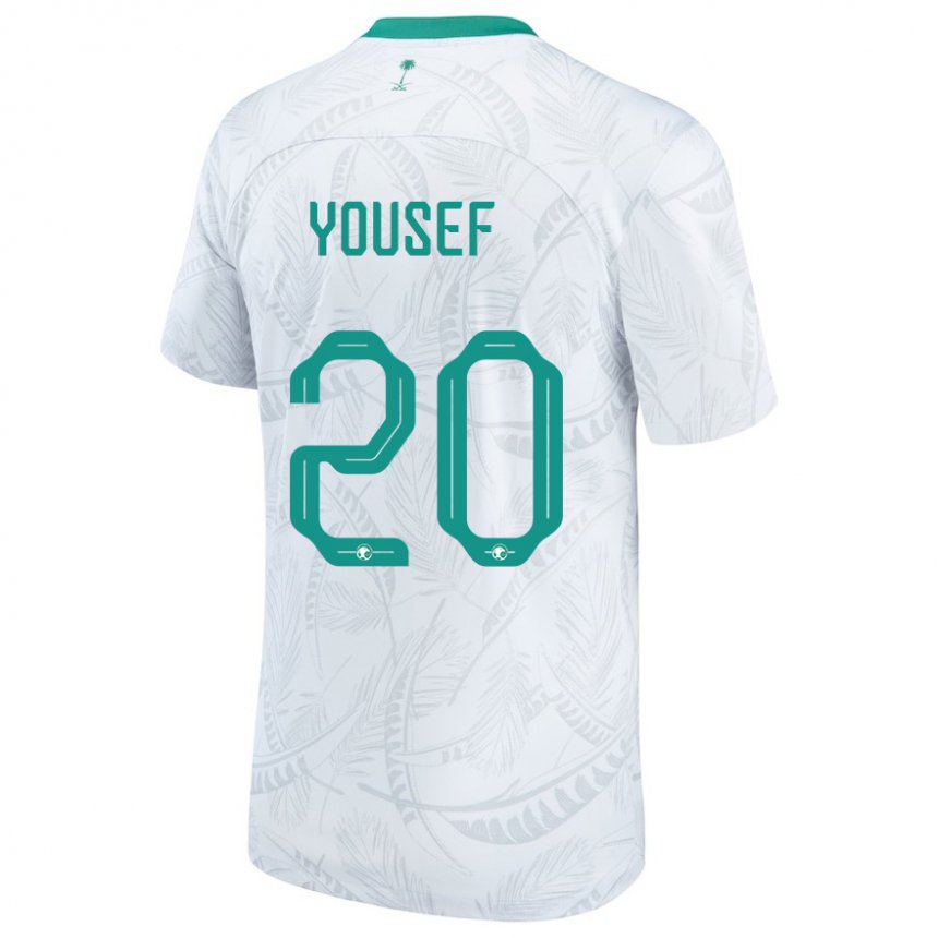 Męski Arabii Saudyjskiej Fares Yousef #20 Biały Domowa Koszulka 22-24 Koszulki Klubowe