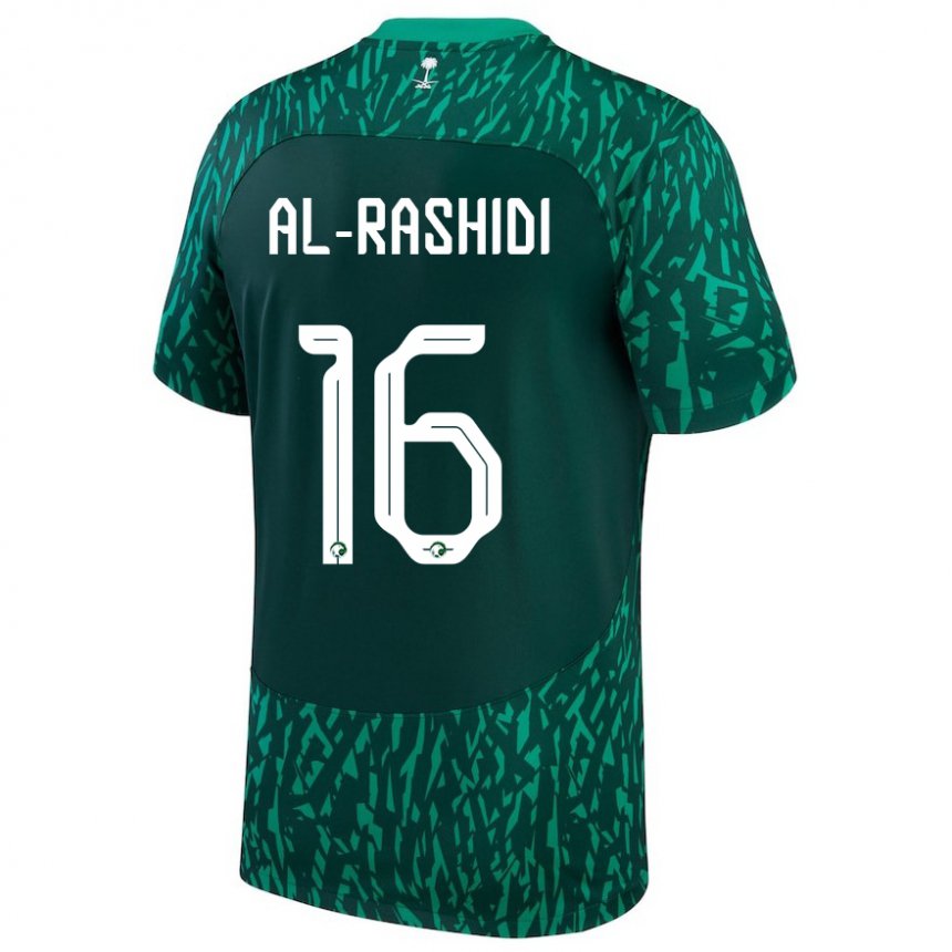 Męski Arabii Saudyjskiej Mohammed Al Rashidi #16 Ciemnozielony Wyjazdowa Koszulka 22-24 Koszulki Klubowe