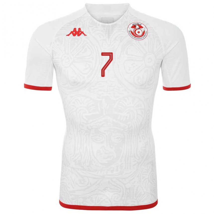 Męski Tunezji Aziz Abid #7 Biały Wyjazdowa Koszulka 22-24 Koszulki Klubowe