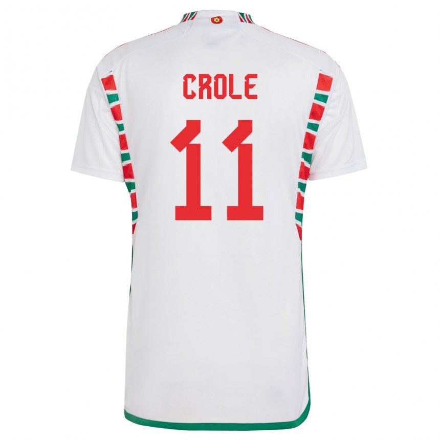 Męski Walii James Crole #11 Biały Wyjazdowa Koszulka 22-24 Koszulki Klubowe