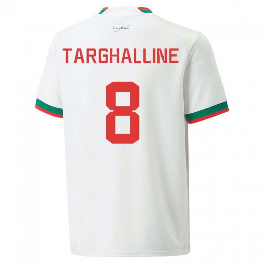 Męski Maroka Oussama Targhalline #8 Biały Wyjazdowa Koszulka 22-24 Koszulki Klubowe