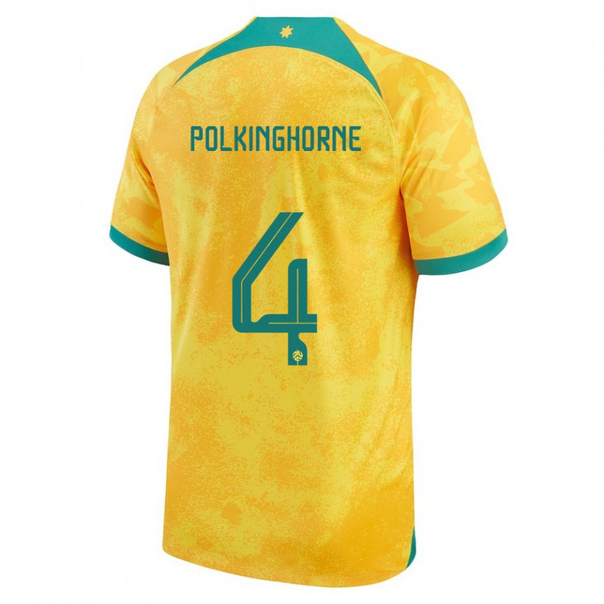 Kobiety Australii Clare Polkinghorne #4 Złoty Domowa Koszulka 22-24 Koszulki Klubowe