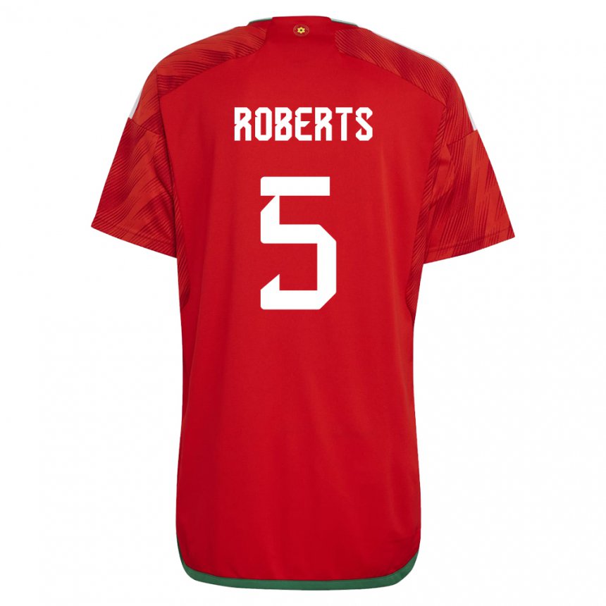 Kobiety Walii Rhiannon Roberts #5 Czerwony Domowa Koszulka 22-24 Koszulki Klubowe