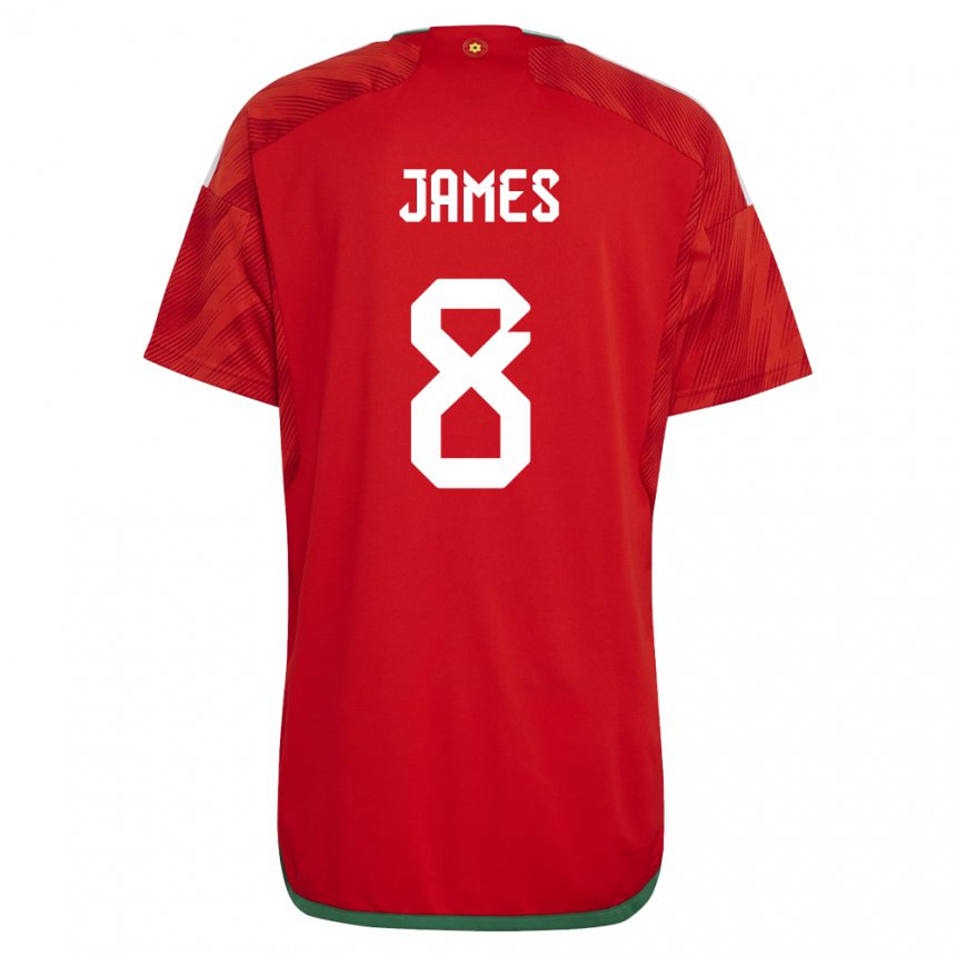 Kobiety Walii Angharad James #8 Czerwony Domowa Koszulka 22-24 Koszulki Klubowe