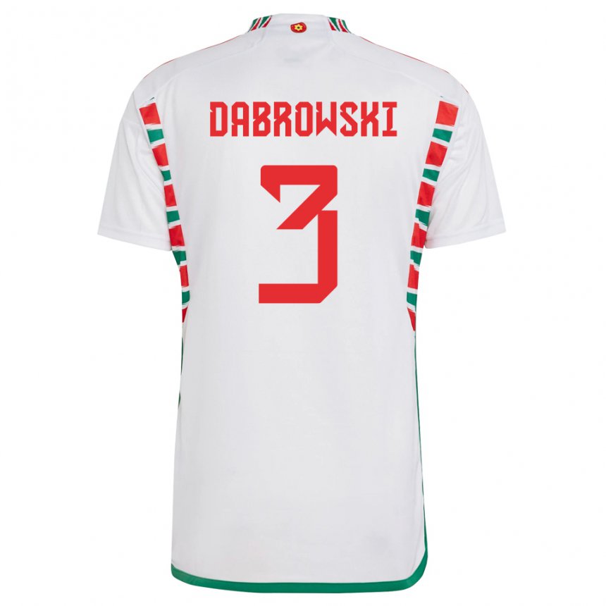 Kobiety Walii Sebastian Dabrowski #3 Biały Wyjazdowa Koszulka 22-24 Koszulki Klubowe