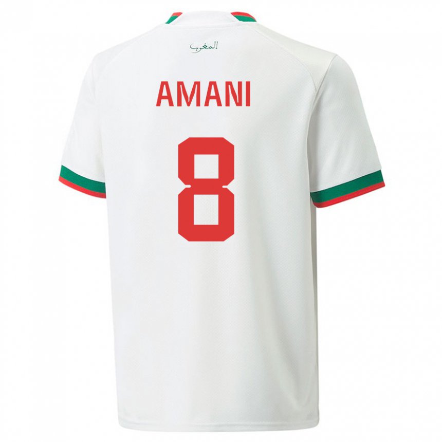 Kobiety Maroka Salma Amani #8 Biały Wyjazdowa Koszulka 22-24 Koszulki Klubowe