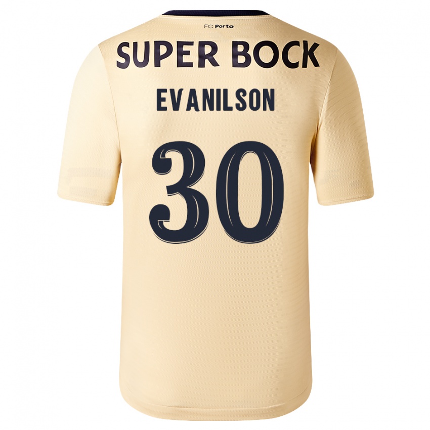 Dzieci Evanilson #30 Beżowo-Złoty Wyjazdowa Koszulka 2023/24 Koszulki Klubowe