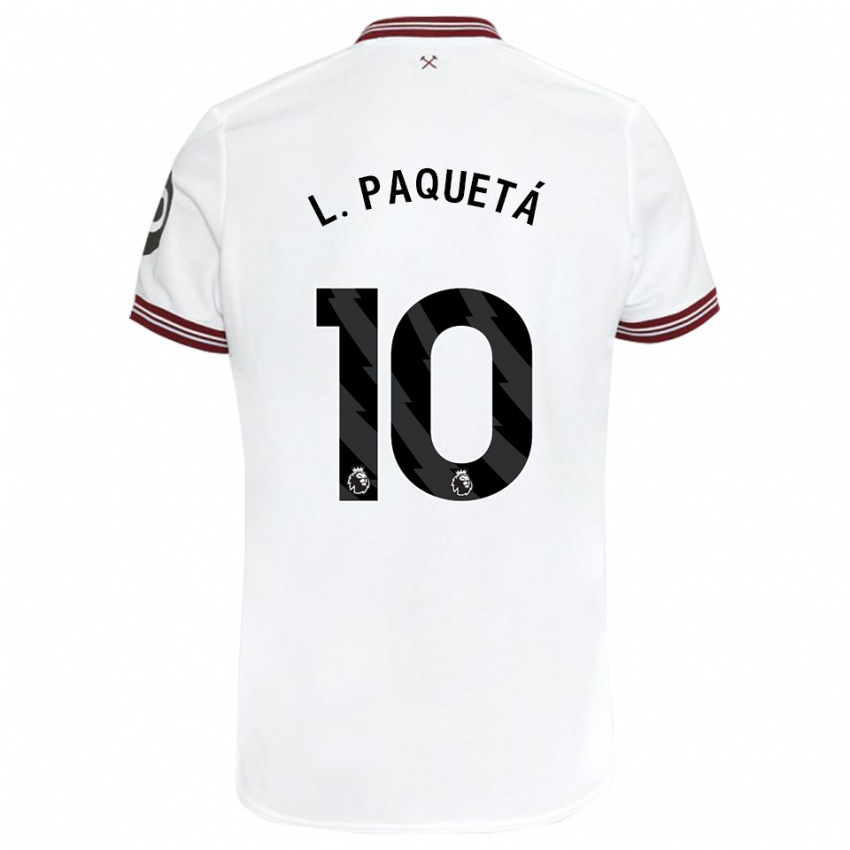 Męski Lucas Paqueta #10 Biały Wyjazdowa Koszulka 2023/24 Koszulki Klubowe