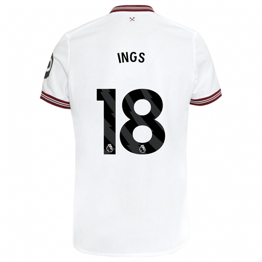 Męski Danny Ings #18 Biały Wyjazdowa Koszulka 2023/24 Koszulki Klubowe