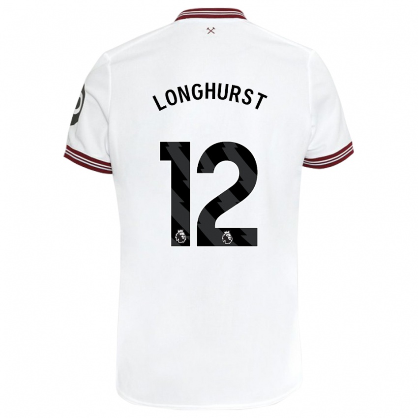 Męski Kate Longhurst #12 Biały Wyjazdowa Koszulka 2023/24 Koszulki Klubowe