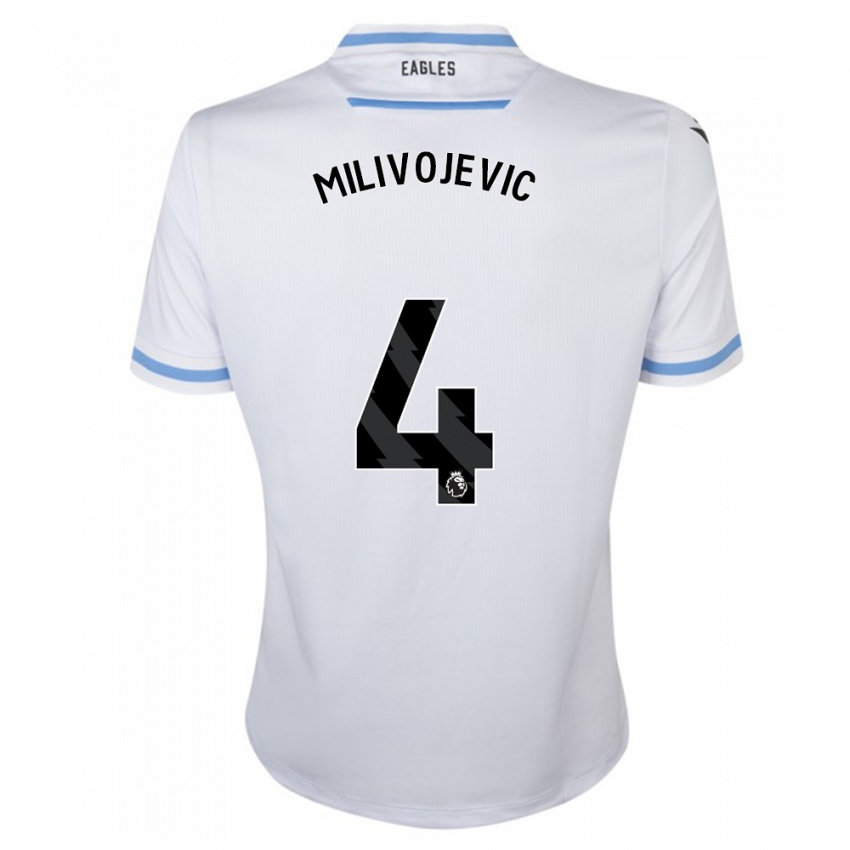 Męski Luka Milivojevic #4 Biały Wyjazdowa Koszulka 2023/24 Koszulki Klubowe