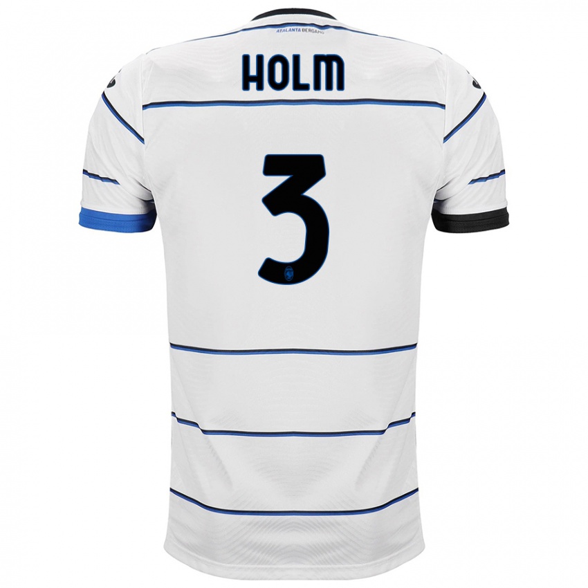 Męski Emil Holm #3 Biały Wyjazdowa Koszulka 2023/24 Koszulki Klubowe