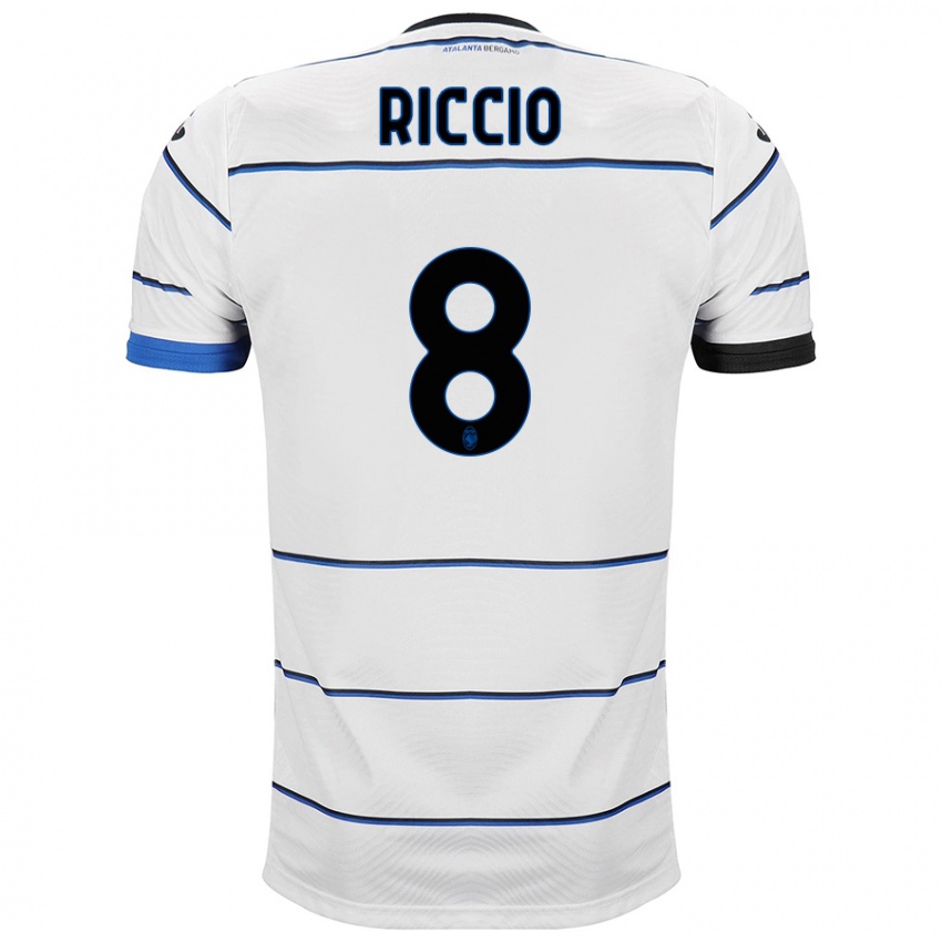 Męski Lorenzo Riccio #8 Biały Wyjazdowa Koszulka 2023/24 Koszulki Klubowe