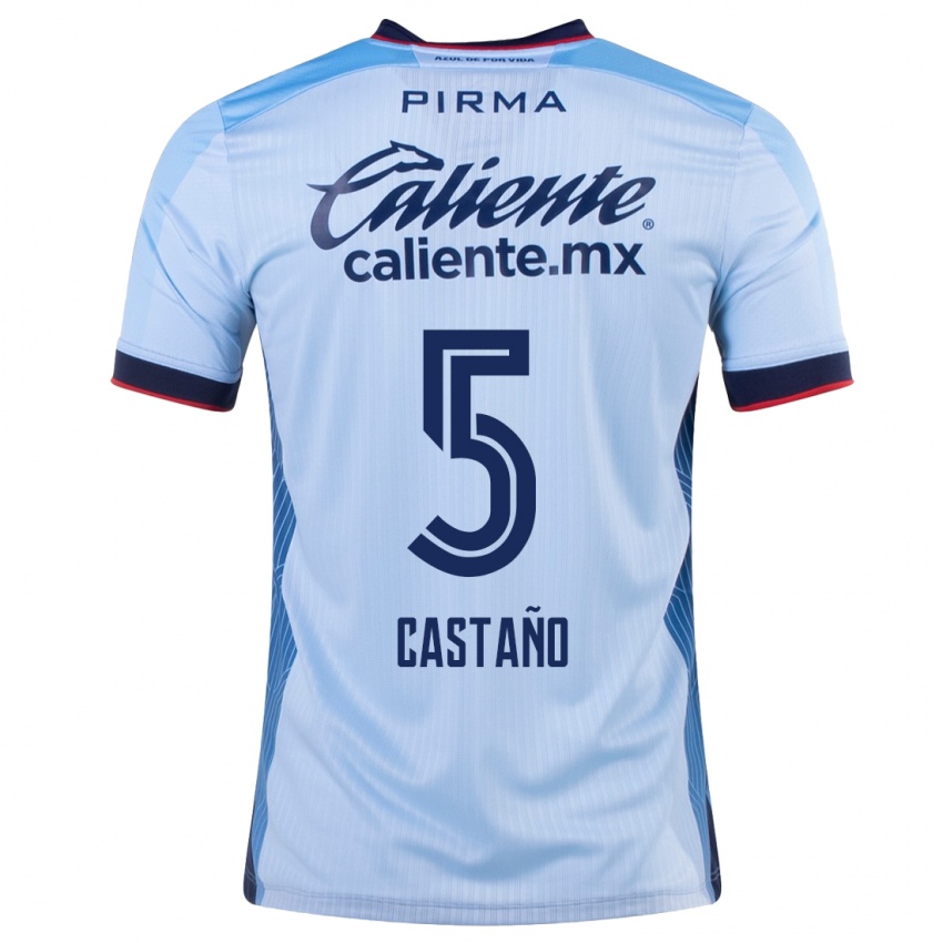 Męski Kevin Castaño #5 Niebieskie Niebo Wyjazdowa Koszulka 2023/24 Koszulki Klubowe
