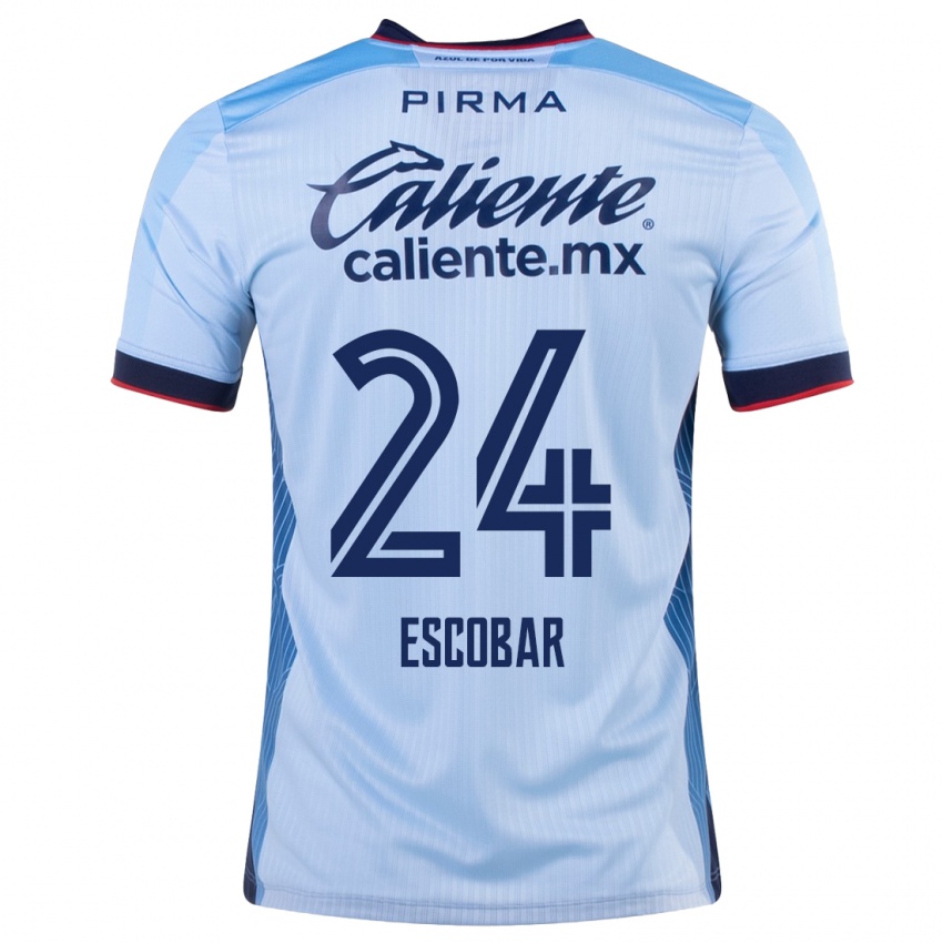 Męski Juan Escobar #24 Niebieskie Niebo Wyjazdowa Koszulka 2023/24 Koszulki Klubowe