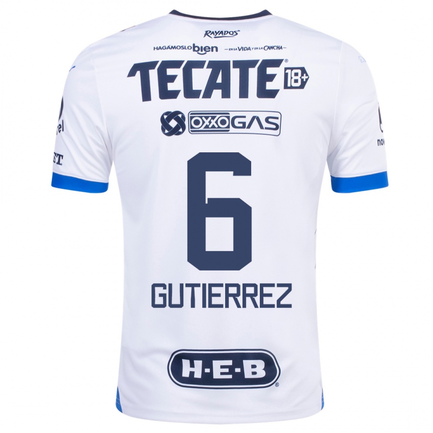 Męski Edson Gutierrez #6 Biały Wyjazdowa Koszulka 2023/24 Koszulki Klubowe