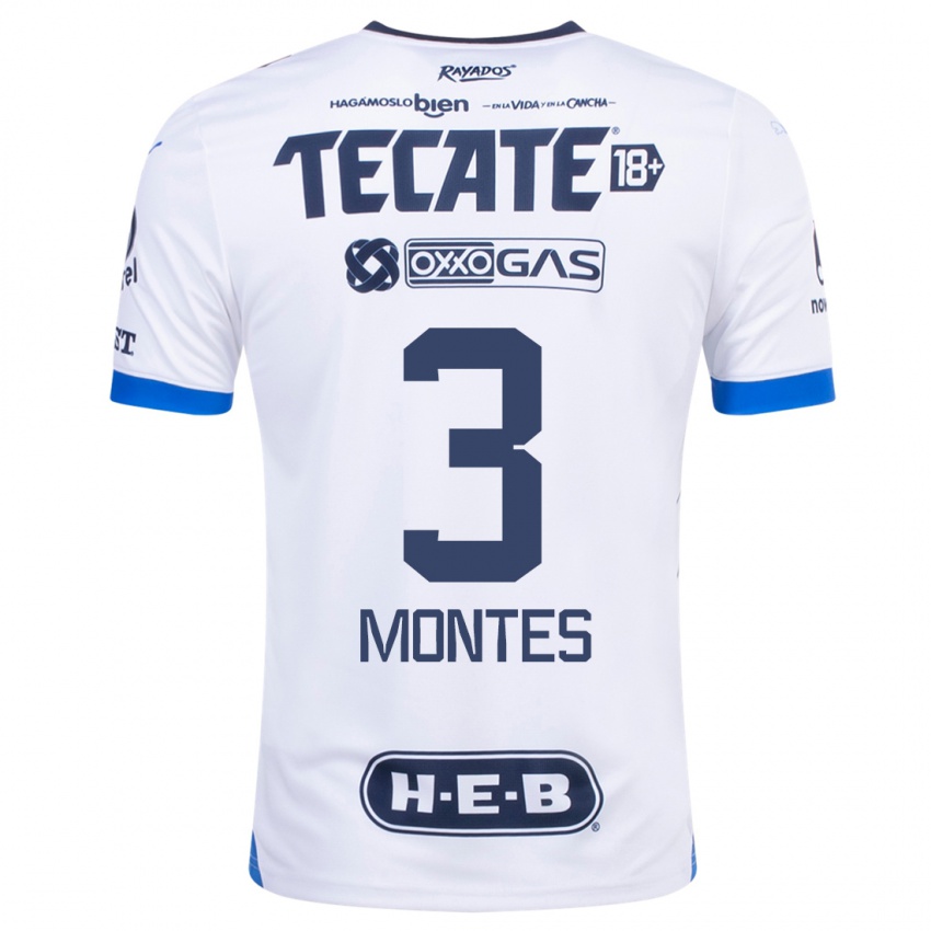 Męski Cesar Montes #3 Biały Wyjazdowa Koszulka 2023/24 Koszulki Klubowe