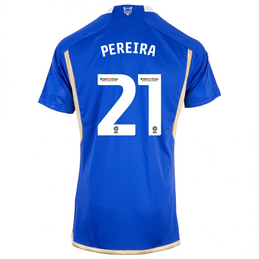 Kobiety Ricardo Pereira #21 Królewski Niebieski Domowa Koszulka 2023/24 Koszulki Klubowe